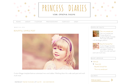 Blogger Template - Princess Diaries in Themes - product preview 1