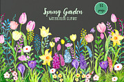 Watercolor Clipart Spring Garden