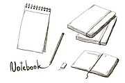 Set of hand drawn notebooks