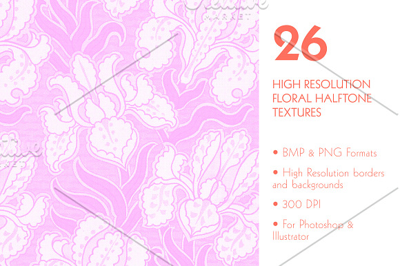 Halftone Vintage Floral Texture Pack in Textures - product preview 3