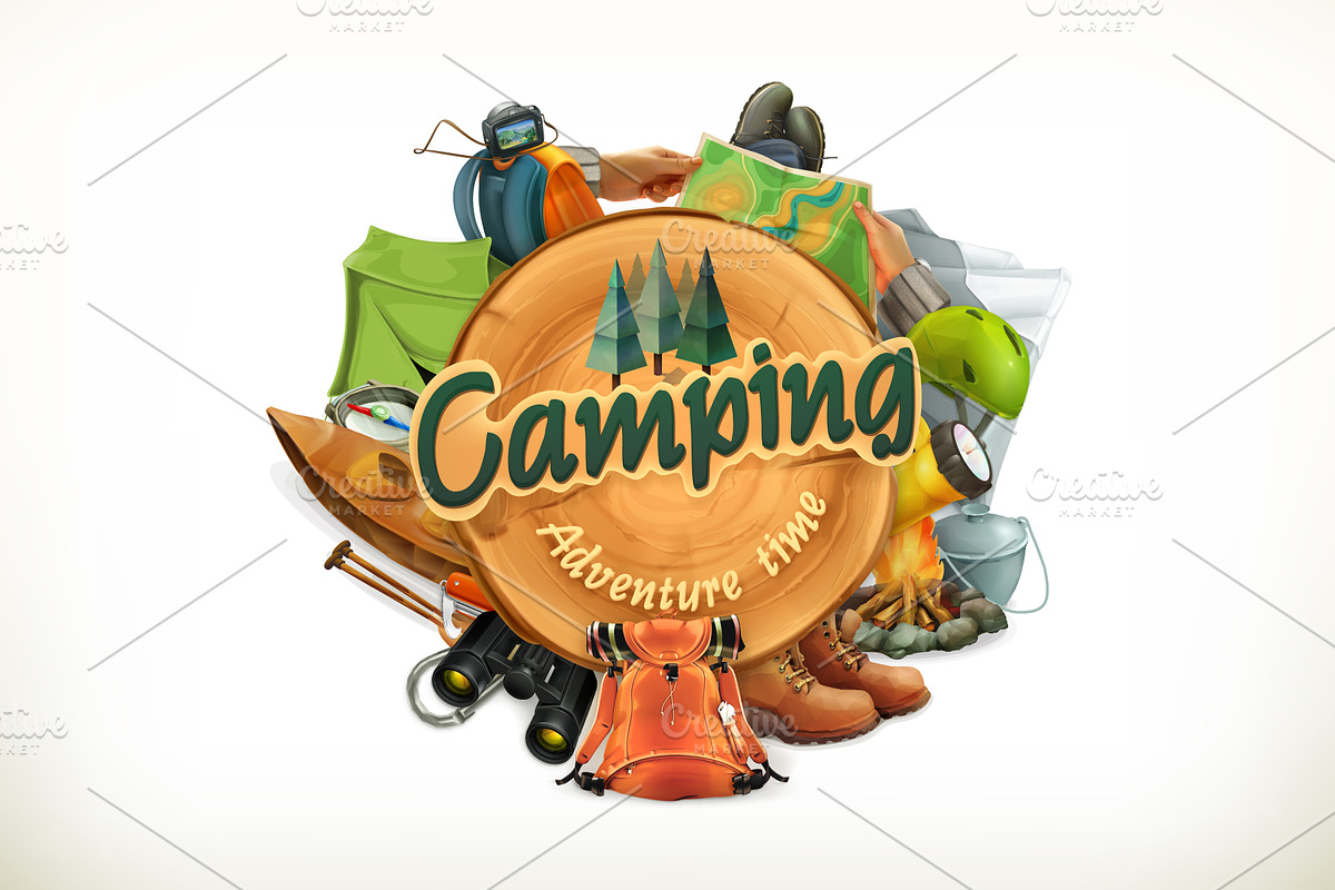 Camping, adventure icon, summer camp in Textures - product preview 8