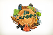 Camping, adventure icon, summer camp