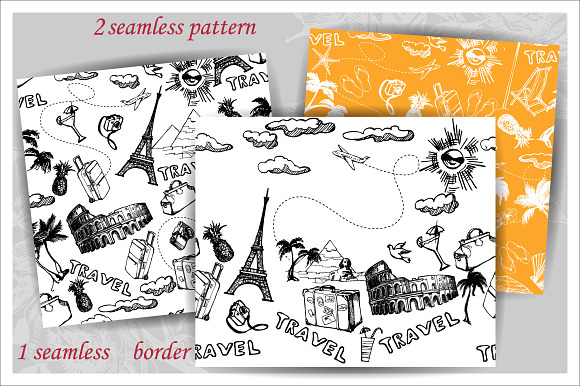 Travel seamless background.  in Patterns - product preview 2