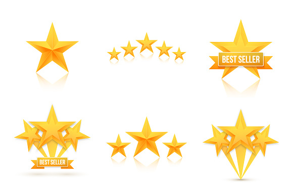 Rating Gold Stars Icon Set in Objects - product preview 1