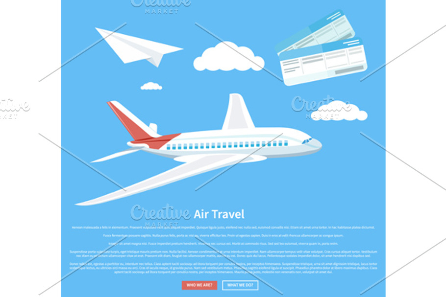 Air travel concept flying plane in Illustrations - product preview 8