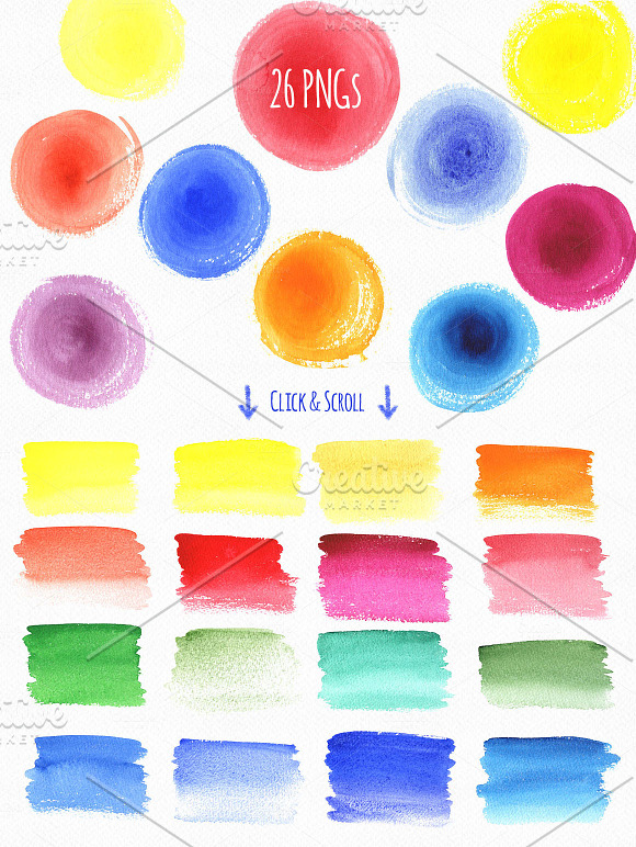 Watercolor Round&Rectangular Brushes in Photoshop Brushes - product preview 1