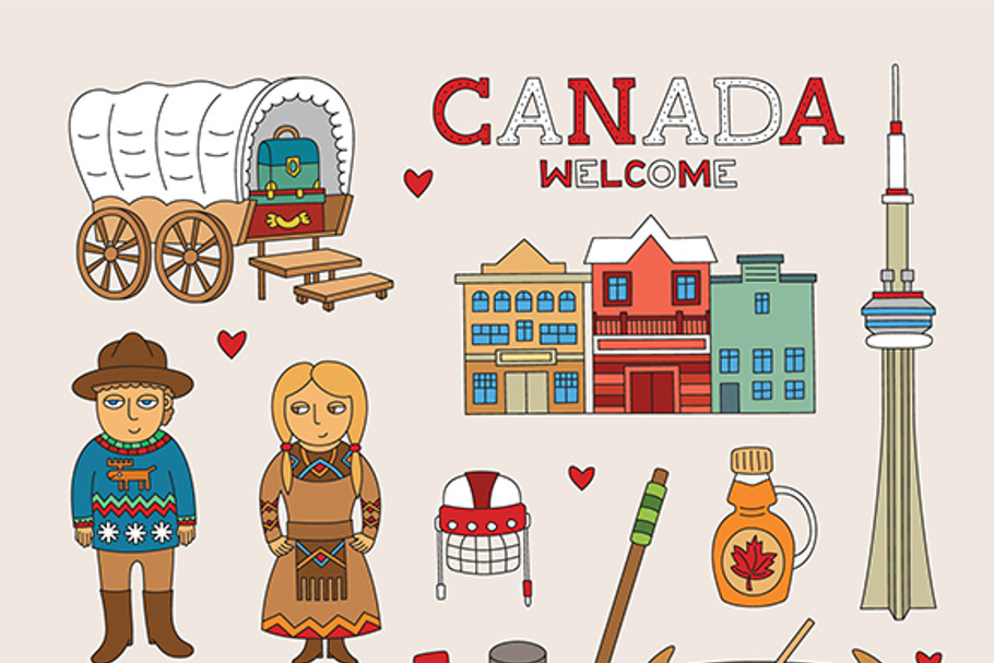 Canada travel doodle art in Objects - product preview 8