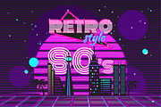 Retro Style 80s Disco Design Neon