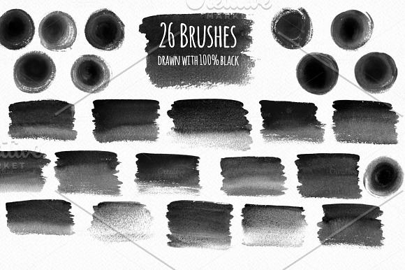 Watercolor Round&Rectangular Brushes in Photoshop Brushes - product preview 2