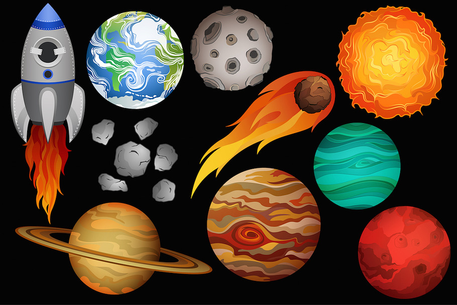 Space Clipart Vector, PNG & JPG Set in Illustrations - product preview 8