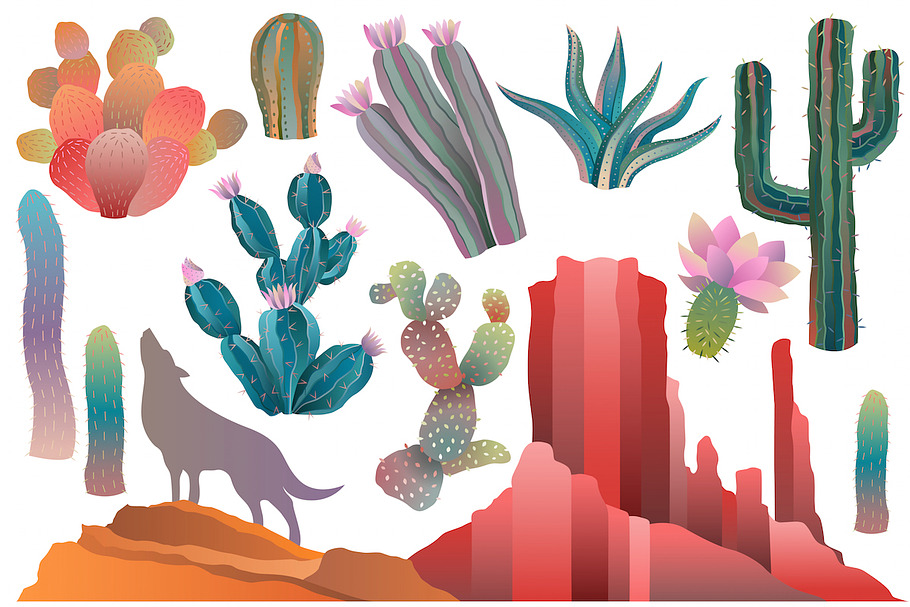 Desert & Cactus Clipart Vector, PNG in Illustrations - product preview 8