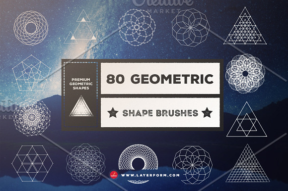80 Geometric Shape Brushes in Photoshop Brushes - product preview 1