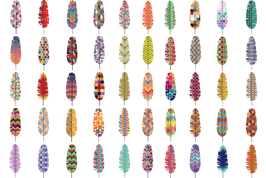 50 Feathers w/ Patterns Vector & PNG in Illustrations - product preview 8