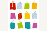 Set of Colorful Empty Shopping Bags 