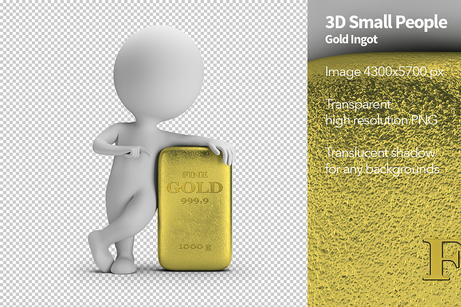 3D Small People - Gold Ingot in Illustrations - product preview 8