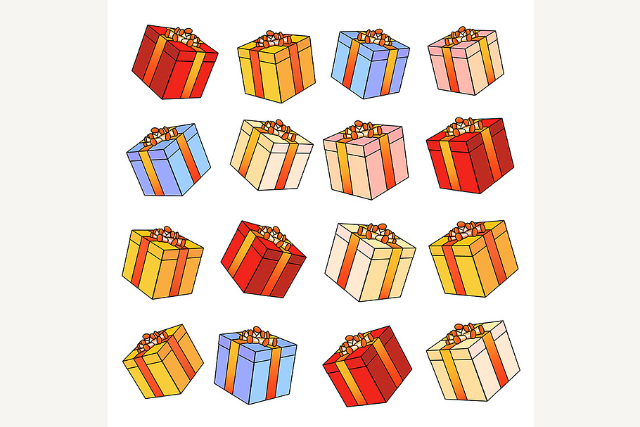 Gift boxes with bows and ribbons. in Illustrations - product preview 8