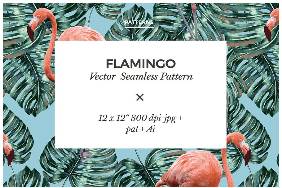 Flamingo Vector Seamless Pattern in Patterns - product preview 8