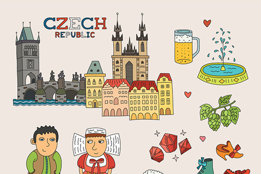 Czech travel doodle art in Objects - product preview 8