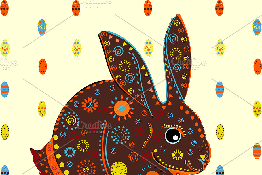 Easter Bunny eggs background vector in Illustrations - product preview 8