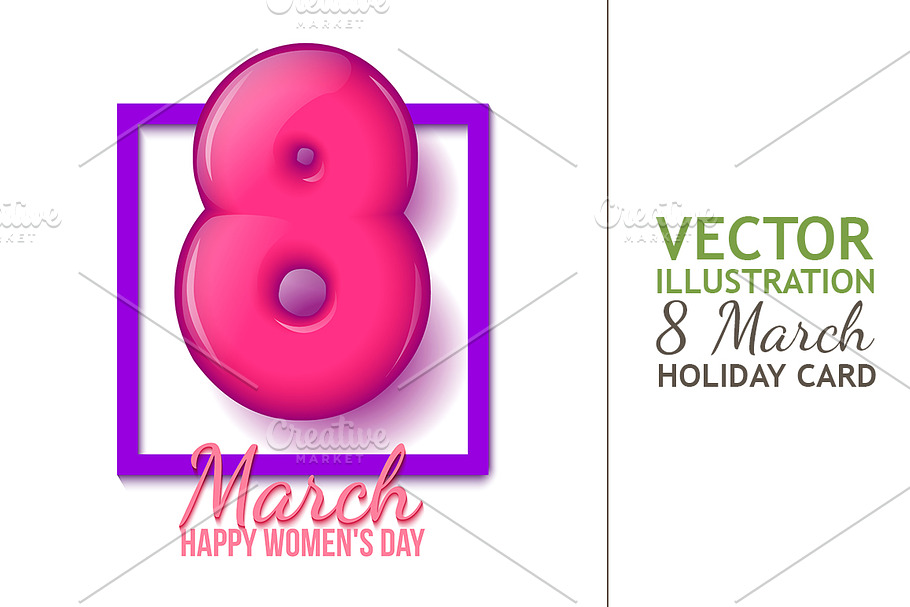 March 8. Womens Day. Creeting Card in Illustrations - product preview 8