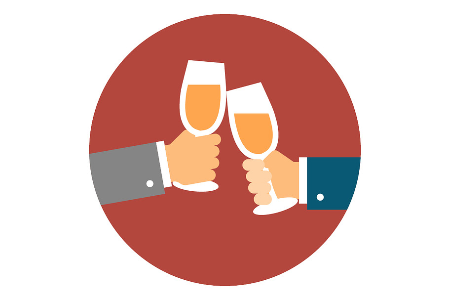 Hands with champagne glasses in Illustrations - product preview 8