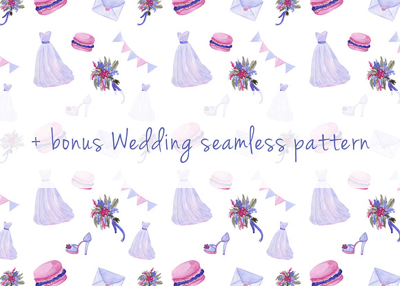 Serenity wedding watercolor set in Illustrations - product preview 2