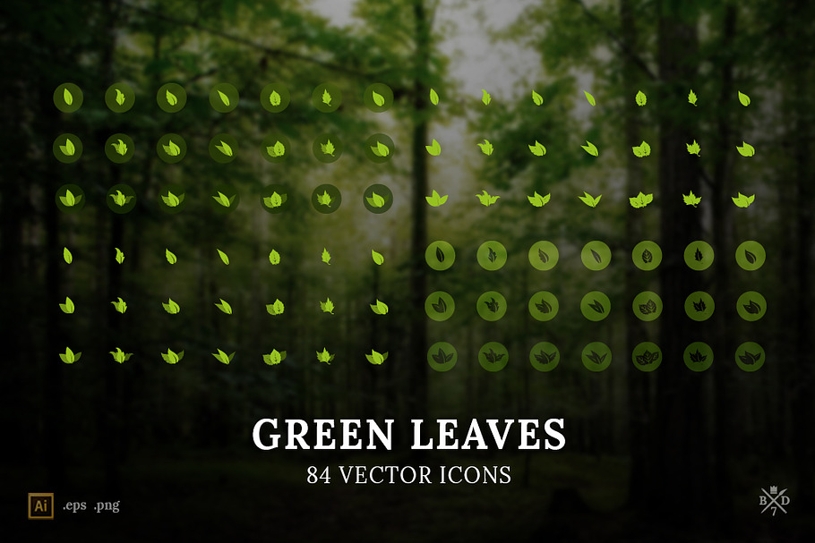 Green Leaves - 84 vector icons in Health Icons - product preview 8