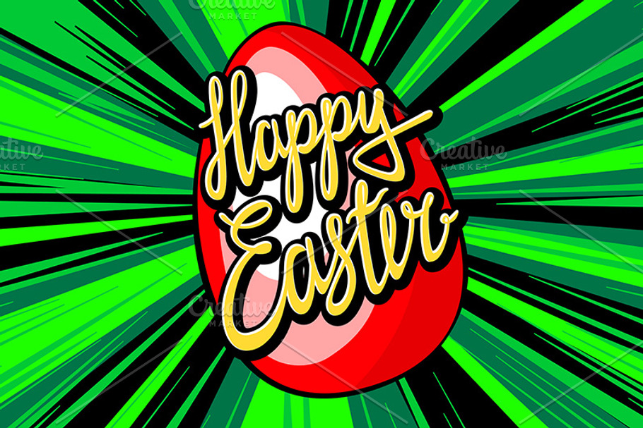happy easter lettering. rays vector in Graphics - product preview 8