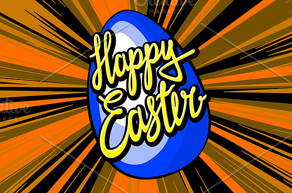 happy easter lettering. rays vector in Graphics - product preview 6