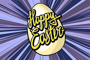 Happy easter lettering rays retro 