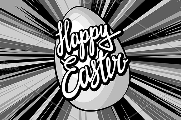 Happy easter lettering rays retro  in Graphics - product preview 1
