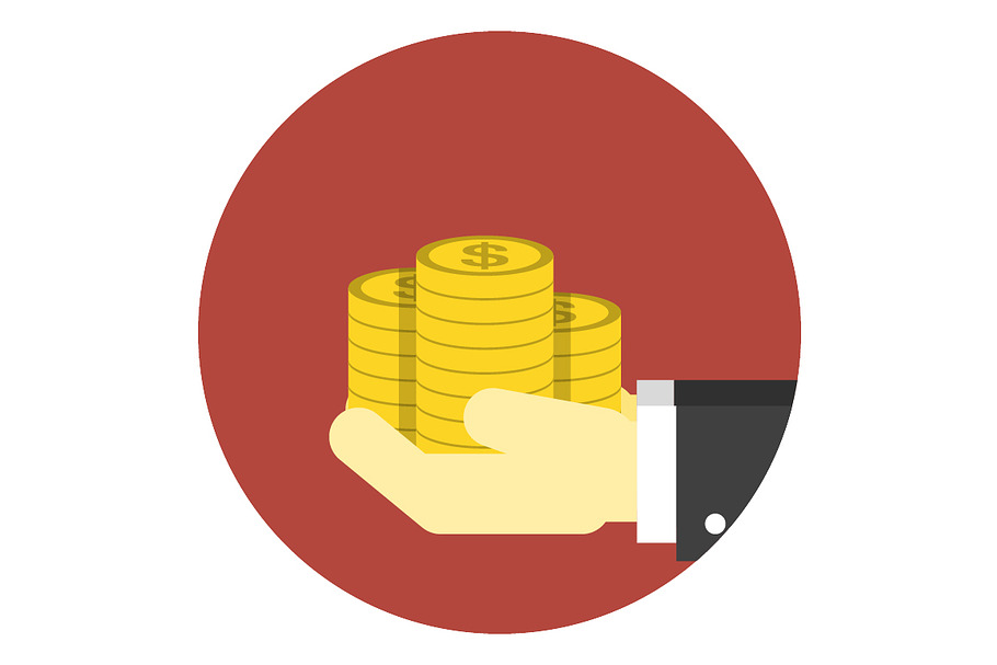 Coins on hands icon in Illustrations - product preview 8
