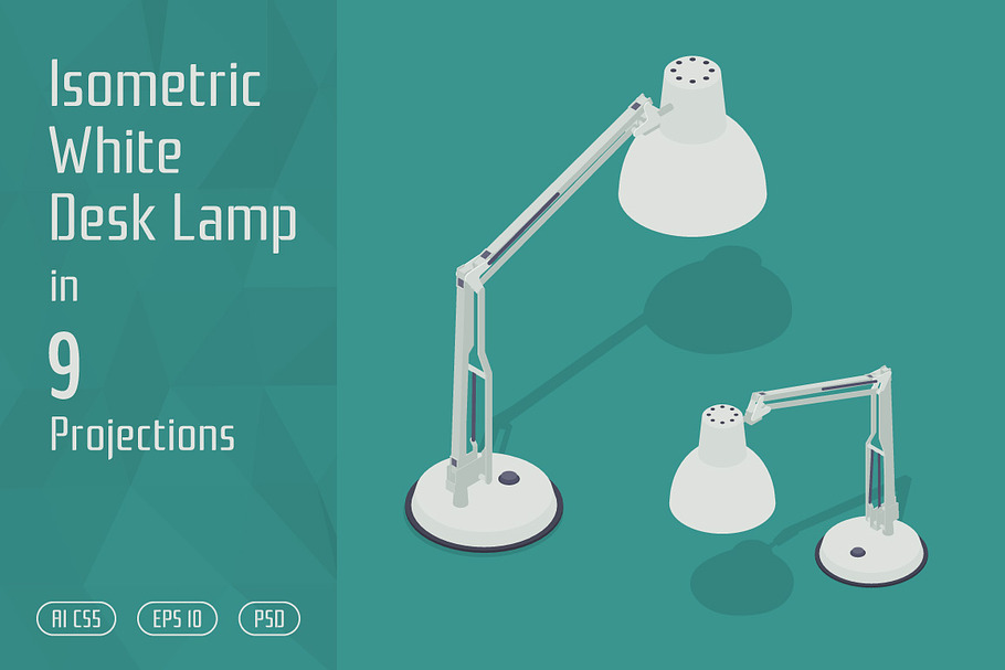 Isometric White Desk Lamp in Objects - product preview 8