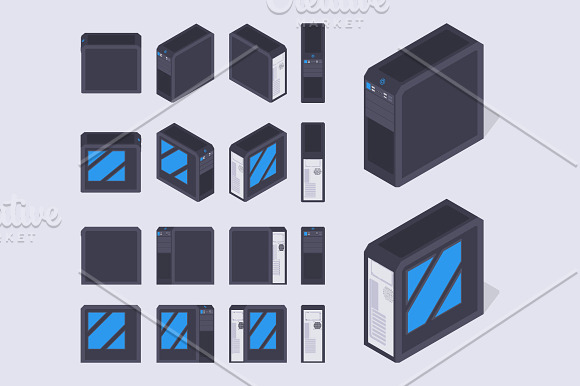Isometric Black PC Case in Objects - product preview 1