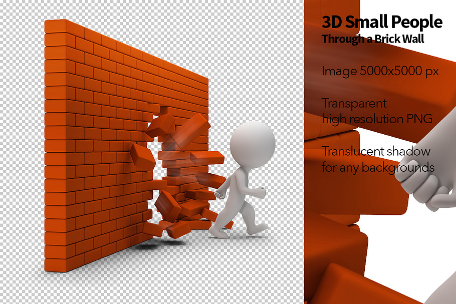3D Small People - Brick Wall in Illustrations - product preview 8