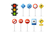 Traffic Light and Road Sign Set