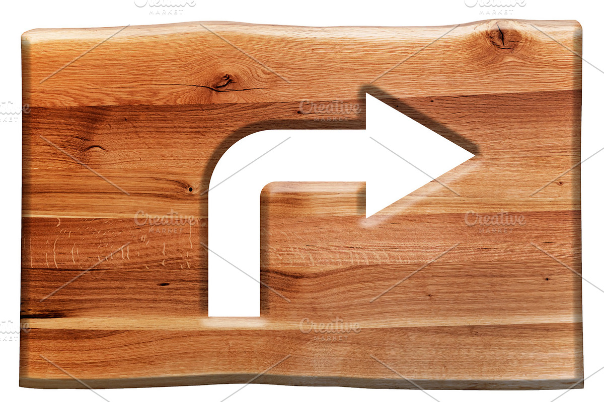 Right turn sign in wooden board. in Patterns - product preview 8