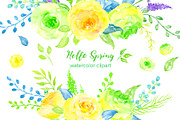 Watercolor Clipart Hello Spring