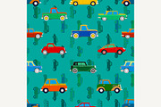 Seamless vector pattern with cars