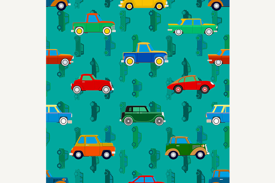 Seamless vector pattern with cars in Textures - product preview 8