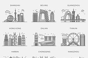 Icons Chinese Major Cities