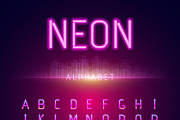Neon Alphabet Font Style Flat Design