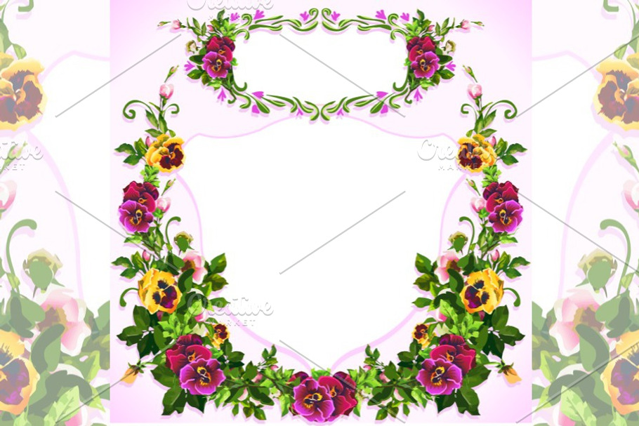 Watercolor Pansy Bouquet Label in Illustrations - product preview 8