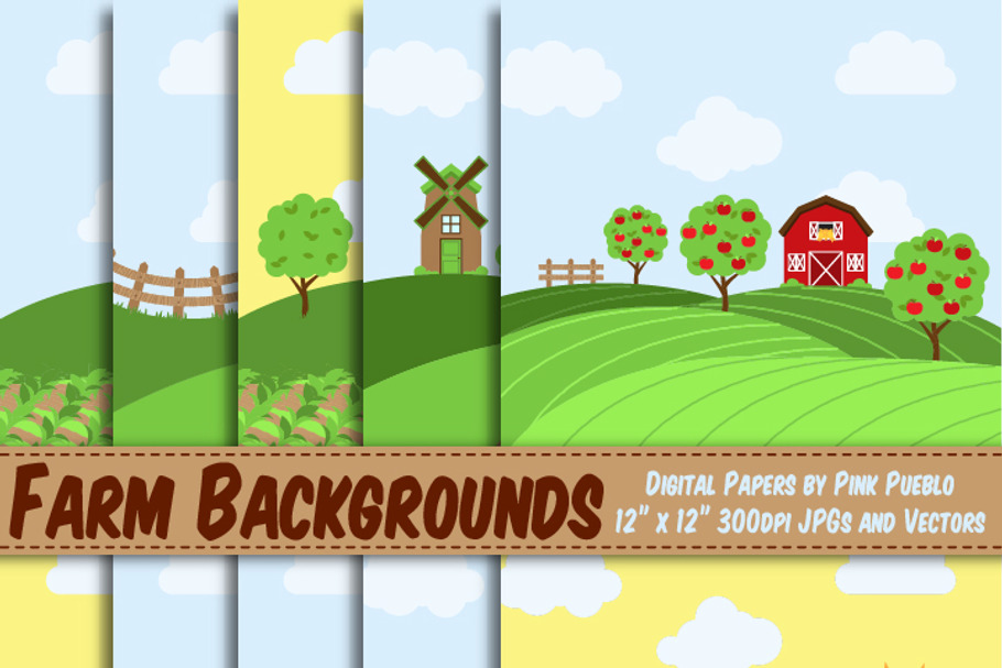 Farm Digital Paper or Backgrounds in Illustrations - product preview 8