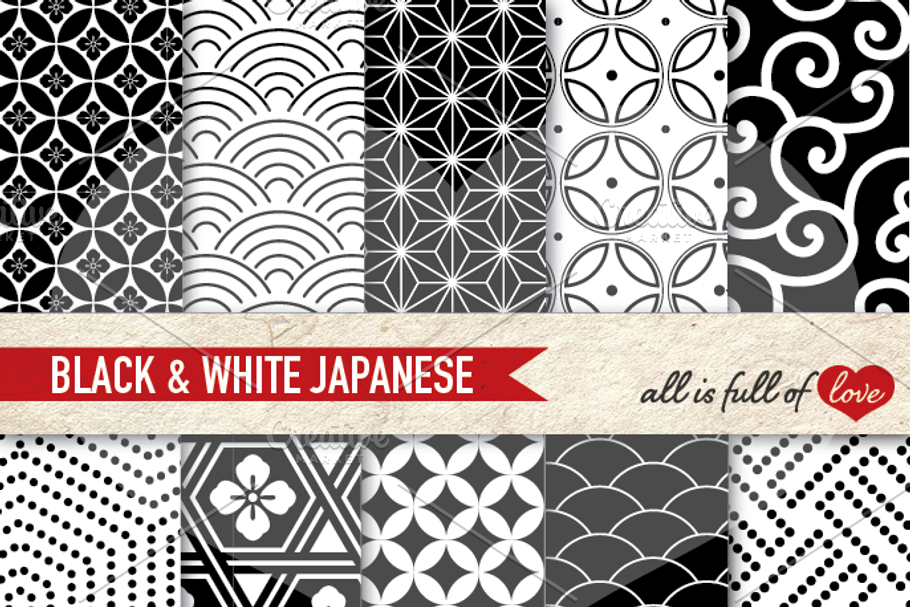 Japan Seamless Black White Patterns