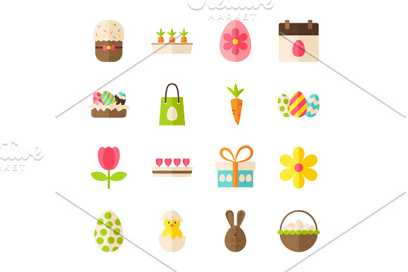 Happy Easter Flat Isolated Objects in Illustrations - product preview 2