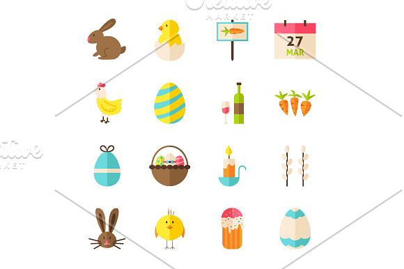 Happy Easter Flat Isolated Objects in Illustrations - product preview 3