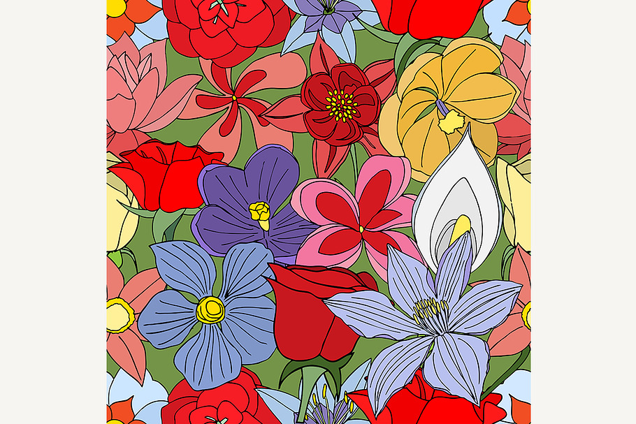 flowers seamless pattern. in Illustrations - product preview 8