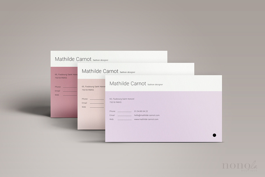 3 Pastel Business Cards • Mathilde in Business Card Templates - product preview 8