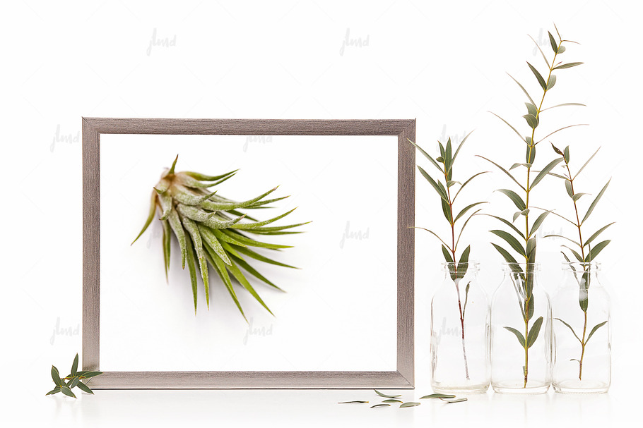 Silver styled frame isolated mockup